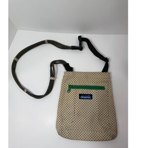 KAVU Polka Dot Crossbody Bag Tan Black Green Zipper Adjustable Strap